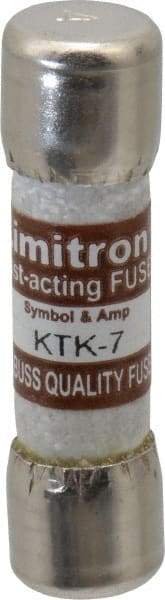 Cooper Bussmann - 600 VAC, 7 Amp, Fast-Acting Supplemental Fuse - Fuse Holder Mount, 1-1/2" OAL, 100 at AC kA Rating, 13/32" Diam - Americas Industrial Supply