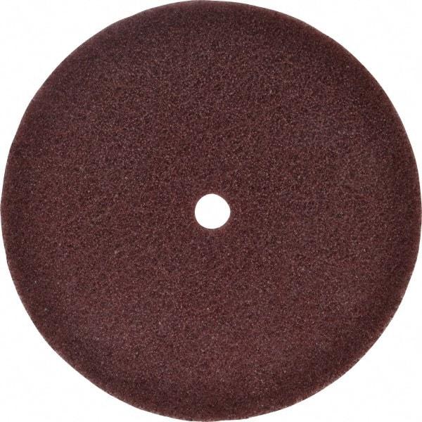 3M - 6" Fine Grade Aluminum Oxide Deburring Disc - 1/2" Center Hole, Arbor Connection, Maroon, 4,000 Max RPM - Americas Industrial Supply