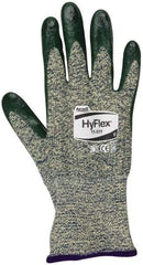 Ansell - Size XS (6), ANSI Cut Lvl 4, Abrasion Lvl 3, Nitrile Coated Cut Resistant Gloves - 12" Long, Palm & Fingers Coated, Kevlar Lining, Knit Wrist, Green, Paired - Americas Industrial Supply