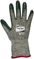Ansell - Size S (7), ANSI Cut Lvl 4, Abrasion Lvl 3, Nitrile Coated Cut Resistant Gloves - 12" Long, Palm & Fingers Coated, Kevlar Lining, Knit Wrist, Green, Paired - Americas Industrial Supply
