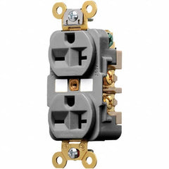 Hubbell Wiring Device-Kellems - 250V 20A NEMA 6-20R Industrial Grade Gray Straight Blade Duplex Receptacle - Americas Industrial Supply