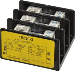 Cooper Bussmann - 3 Poles, 175 Amp, 8-2/0 AWG (Al), 14-2/0 AWG (Cu) Primary, 4-14 AWG (Cu), 4-8 AWG (Al) Secondary, Thermoplastic Power Distribution Block - 600 VAC/VDC, 1 Primary Connection, 5.2 Inch Long x 3.32 Inch Deep x 4 Inch High - Americas Industrial Supply