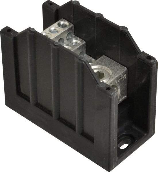 Cooper Bussmann - 1 Pole, 310 Amp, 350 kcmil-6 AWG (Cu/Al) Primary, 4-12 AWG (Al), 4-14 AWG (Cu) Secondary, Thermoplastic Power Distribution Block - 600 VAC/VDC, 1 Primary Connection, 1.96 Inch Long x 3.32 Inch Deep x 4 Inch High - Americas Industrial Supply