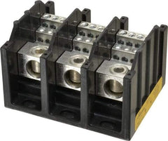 Cooper Bussmann - 3 Poles, 310 Amp, 350 kcmil-6 AWG (Cu/Al) Primary, 4-12 AWG (Al), 4-14 AWG (Cu) Secondary, Thermoplastic Power Distribution Block - 600 VAC/VDC, 1 Primary Connection, 5.2 Inch Long x 3.32 Inch Deep x 4 Inch High - Americas Industrial Supply