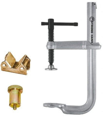 Strong Hand Tools - 3-1/4" Deep Throat, 4-1/2" Max Capacity, 4 in 1 Sliding Arm Clamp - 500 Lb Clamping Pressure, 14mm Spindle Diam - Americas Industrial Supply