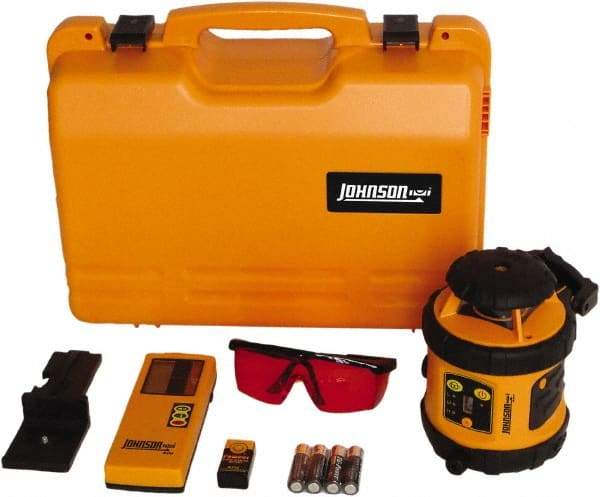 Johnson Level & Tool - 800' (Exterior) Measuring Range, 1/8" at 50' Accuracy, Self-Leveling Rotary Laser - ±3° Self Leveling Range, 200, 400 & 600 RPM, 2 Beams, AA Battery Included - Americas Industrial Supply