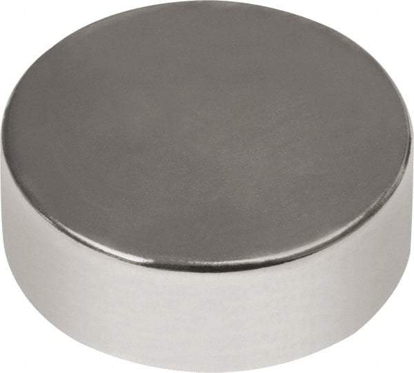 Mag-Mate - 3/4" Diam x 1/4" High Neodymium Rare Earth Magnet - 10.7 Lb Max Capacity, 180°F Max, Nickel Plated - Americas Industrial Supply