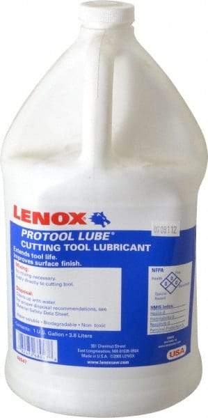 Lenox - Protool Lube, 1 Gal Bottle Sawing Fluid - Synthetic, For Cutting, Drilling, Milling, Reaming, Tapping - Americas Industrial Supply