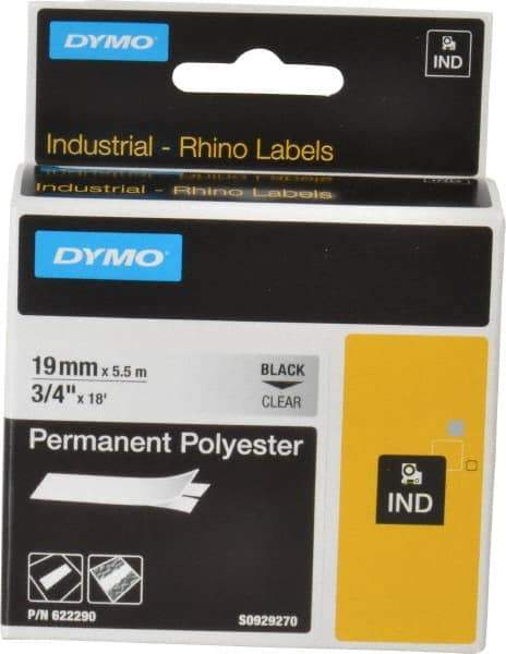 Dymo - 216" Long, Clear Permanent Polyester Tape Permanent Polyester Tape - For RHINO 5000, 5200, 6000, 6500 - Americas Industrial Supply