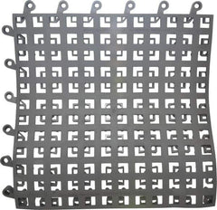 Wearwell - 18" Long x 18" Wide x 7/8" Thick, Anti-Fatigue Modular Matting Soft Open Grid - Male & Female, 4 Interlocking Sides, Charcoal, For Dry & Wet Areas, Series 564 - Americas Industrial Supply