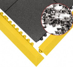 Wearwell - 3' Long x 3' Wide x 5/8" Thick, Anti-Fatigue Modular Matting Tiles - Male & Female, 4 Interlocking Sides, Black, For Dry & Wet Areas, Series 574 - Americas Industrial Supply