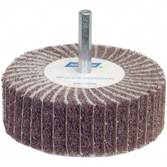 Norton - 2" Diam x 1" Face Width, Medium Ceramic Alumina Nonwoven & Coated Mounted Flap Wheel - 1/4" Shank Mount, 60 Grit, Interleaf, 12,000 Max RPM - Americas Industrial Supply