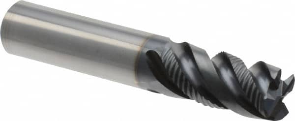 Iscar - 5/8" Diam, 1-1/4" LOC, 4 Flute Solid Carbide Roughing & Finishing Corner Chamfer End Mill - TiAlN Finish, 3-1/2" OAL, 5/8" Shank Diam, Straight Shank, 45° Helix, Centercutting, Regular Length - Americas Industrial Supply