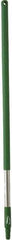 Vikan - 39-1/2 x 1-1/4" Stainless Steel Squeegee Handle - European Threaded Connection, Green - Americas Industrial Supply