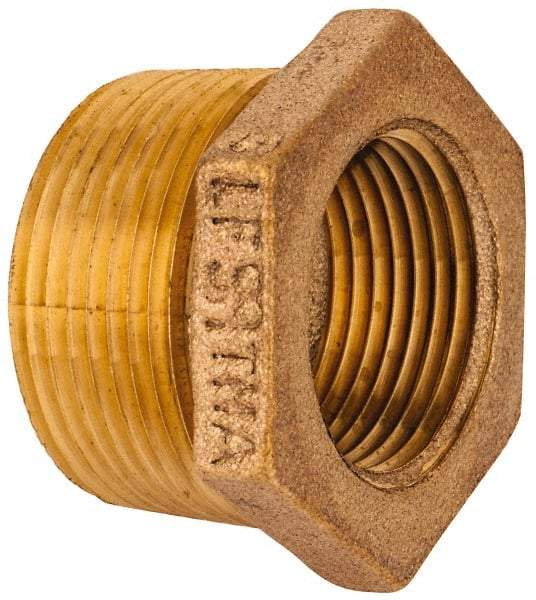Merit Brass - Class 125, 1-1/4 x 1" Internal Pipe, Lead Free Brass Hex Bushing - MNPT x FNPT - Americas Industrial Supply