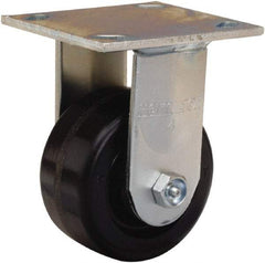 Hamilton - 4" Diam x 2" Wide x 5-5/8" OAH Top Plate Mount Rigid Caster - Phenolic, 800 Lb Capacity, Straight Roller Bearing, 4 x 4-1/2" Plate - Americas Industrial Supply