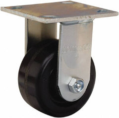 Hamilton - 4" Diam x 2" Wide x 5-5/8" OAH Top Plate Mount Rigid Caster - Phenolic, 800 Lb Capacity, Straight Roller Bearing, 4 x 4-1/2" Plate - Americas Industrial Supply