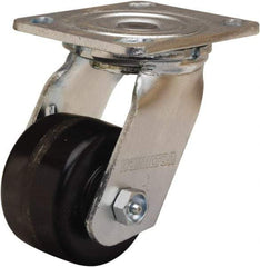 Hamilton - 3-1/4" Diam x 2" Wide x 5-1/4" OAH Top Plate Mount Swivel Caster - Phenolic, 700 Lb Capacity, Straight Roller Bearing, 4 x 4-1/2" Plate - Americas Industrial Supply