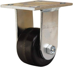 Hamilton - 3-1/4" Diam x 2" Wide x 5-1/4" OAH Top Plate Mount Rigid Caster - Phenolic, 700 Lb Capacity, Straight Roller Bearing, 4 x 4-1/2" Plate - Americas Industrial Supply