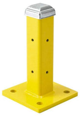 Steel King - Single 12 Inch High Corner and Center Steel Guard Rail Mount Post - Yellow, For Use with Steel King Railing - Americas Industrial Supply