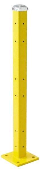 Steel King - Triple 42 Inch High Corner and Center Steel Guard Rail Mount Post - Yellow, For Use with Steel King Railing - Americas Industrial Supply