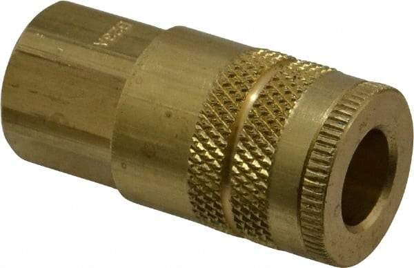 Parker - 1/8-27 Female NPTF Industrial Pneumatic Hose Coupler - Brass, 1/4" Body Diam - Americas Industrial Supply