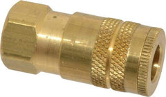 Parker - 3/8-18 Female NPTF Industrial Pneumatic Hose Coupler - Brass, 1/4" Body Diam - Americas Industrial Supply