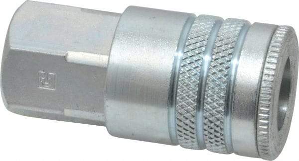 Parker - 1/4-18 Female NPTF Industrial Pneumatic Hose Coupler - Steel, 3/8" Body Diam - Americas Industrial Supply