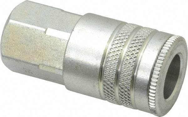 Parker - 3/8-18 Female NPTF Industrial Pneumatic Hose Coupler - Steel, 3/8" Body Diam - Americas Industrial Supply