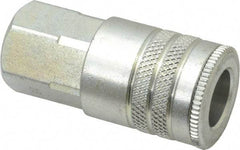 Parker - 3/8-18 Female NPTF Industrial Pneumatic Hose Coupler - Steel, 3/8" Body Diam - Americas Industrial Supply