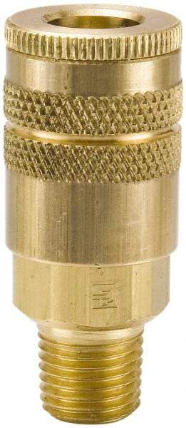 Parker - 1/8-27 Male NPT Industrial Pneumatic Hose Coupler - Brass, 1/4" Body Diam - Americas Industrial Supply