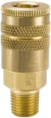 Parker - 1/8-27 Male NPT Industrial Pneumatic Hose Coupler - Brass, 1/4" Body Diam - Americas Industrial Supply