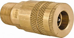 Parker - 3/8-18 Male NPT Industrial Pneumatic Hose Coupler - Brass, 1/4" Body Diam - Americas Industrial Supply