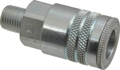 Parker - 1/4-18 Male NPT Industrial Pneumatic Hose Coupler - Steel, 3/8" Body Diam - Americas Industrial Supply