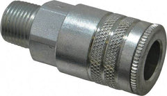 Parker - 3/8-18 Male NPT Industrial Pneumatic Hose Coupler - Steel, 3/8" Body Diam - Americas Industrial Supply