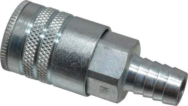 Parker - Hose Barb Industrial Pneumatic Hose Coupler - Steel, 3/8" Body Diam, 1/2" Hose ID - Americas Industrial Supply