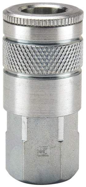 Parker - 1/4-18 Female NPTF Tru-Flate Automotive Pneumatic Hose Coupler - Steel, 3/8" Body Diam - Americas Industrial Supply