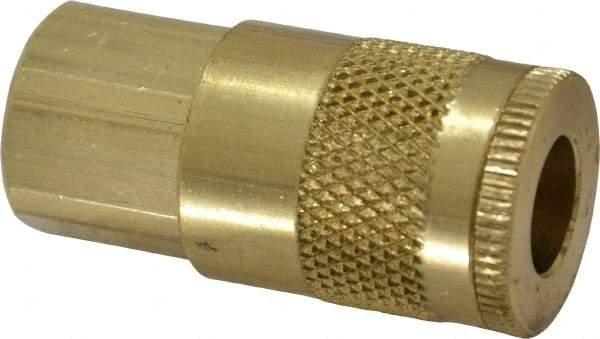 Parker - 1/4-18 Female NPTF Tru-Flate Automotive Pneumatic Hose Coupler - Brass, 1/4" Body Diam - Americas Industrial Supply