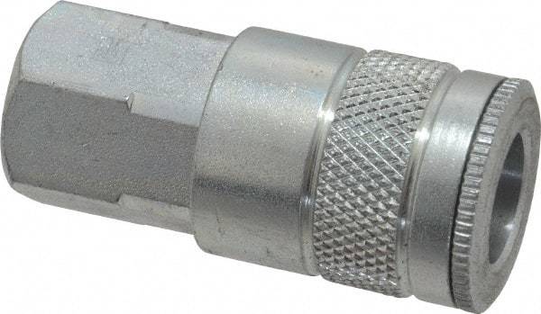 Parker - 3/8-18 Female NPTF Tru-Flate Automotive Pneumatic Hose Coupler - Steel, 3/8" Body Diam - Americas Industrial Supply