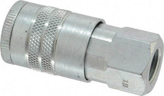 Parker - 3/8-18 Female NPTF Tru-Flate Automotive Pneumatic Hose Coupler - Steel, 1/2" Body Diam - Americas Industrial Supply
