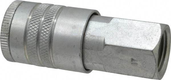 Parker - 1/2-14 Female NPTF Tru-Flate Automotive Pneumatic Hose Coupler - Steel, 1/2" Body Diam - Americas Industrial Supply