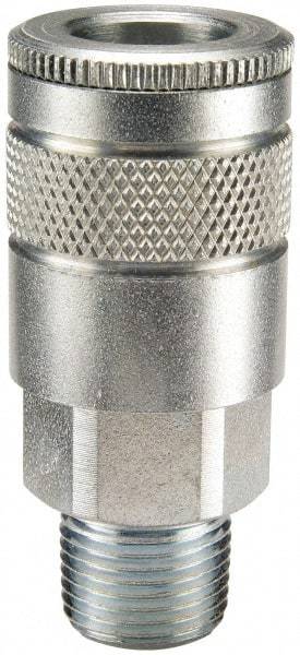 Parker - 3/8-18 Male NPTF Tru-Flate Automotive Pneumatic Hose Coupler - Steel, 3/8" Body Diam - Americas Industrial Supply