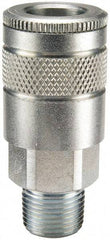Parker - 3/8-18 Male NPTF Tru-Flate Automotive Pneumatic Hose Coupler - Steel, 3/8" Body Diam - Americas Industrial Supply