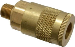 Parker - 1/8-27 Male NPTF Tru-Flate Automotive Pneumatic Hose Coupler - Brass, 1/4" Body Diam - Americas Industrial Supply