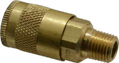 Parker - 1/4-18 Male NPTF Tru-Flate Automotive Pneumatic Hose Coupler - Brass, 1/4" Body Diam - Americas Industrial Supply