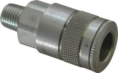Parker - 1/4-18 Male NPTF Tru-Flate Automotive Pneumatic Hose Coupler - Steel, 3/8" Body Diam - Americas Industrial Supply