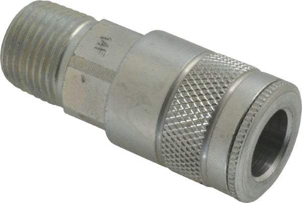 Parker - 1/2-14 Male NPTF Tru-Flate Automotive Pneumatic Hose Coupler - Steel, 3/8" Body Diam - Americas Industrial Supply