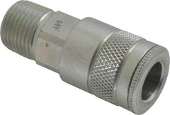 Parker - 1/2-14 Male NPTF Tru-Flate Automotive Pneumatic Hose Coupler - Steel, 3/8" Body Diam - Americas Industrial Supply