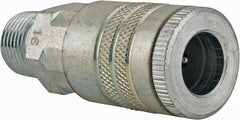 Parker - 1/2-14 Male NPTF Tru-Flate Automotive Pneumatic Hose Coupler - Steel, 1/2" Body Diam - Americas Industrial Supply