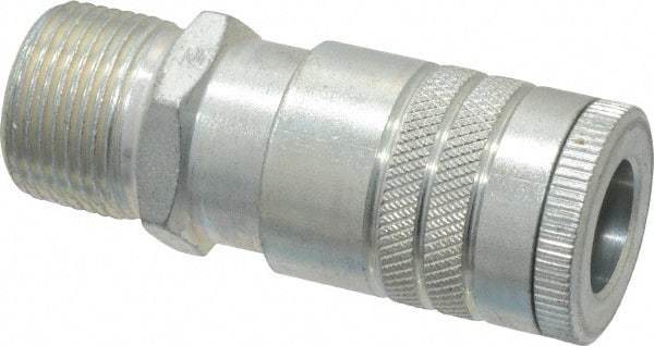 Parker - 3/4-14 Male NPTF Tru-Flate Automotive Pneumatic Hose Coupler - Steel, 1/2" Body Diam - Americas Industrial Supply